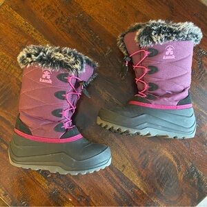 Kamik Snowangel winter boots kids size 3 years purple faux fur trim waterproof
